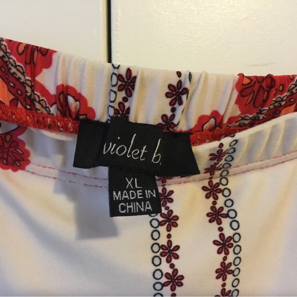 Violet B -   Long sleeve orange print dress.  Can be worn on or off shoulder - Picture 5 of 5